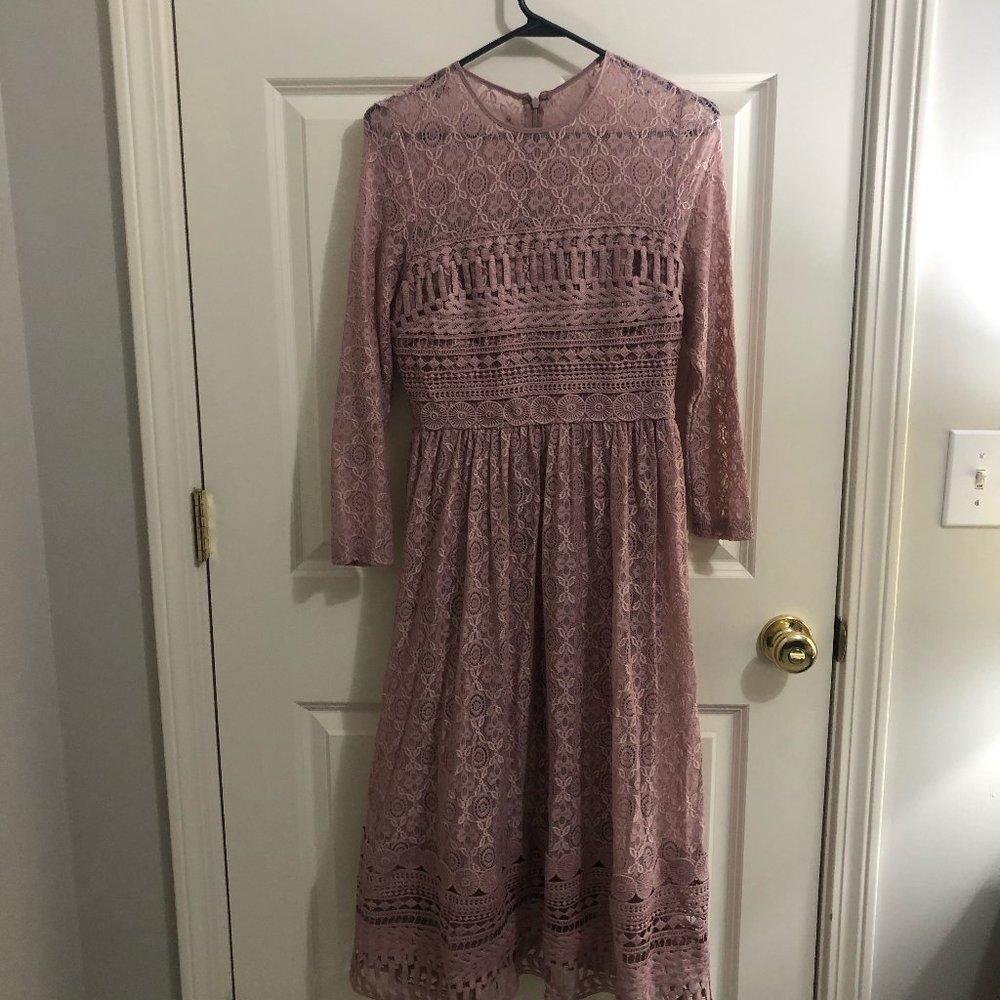 Long Sleeve Lacey Midi Dress